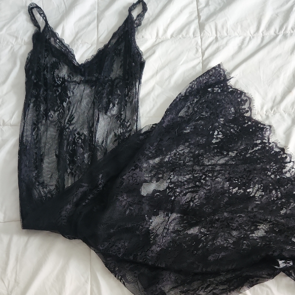 Black Lace Chemise Slip - Women's Intimates